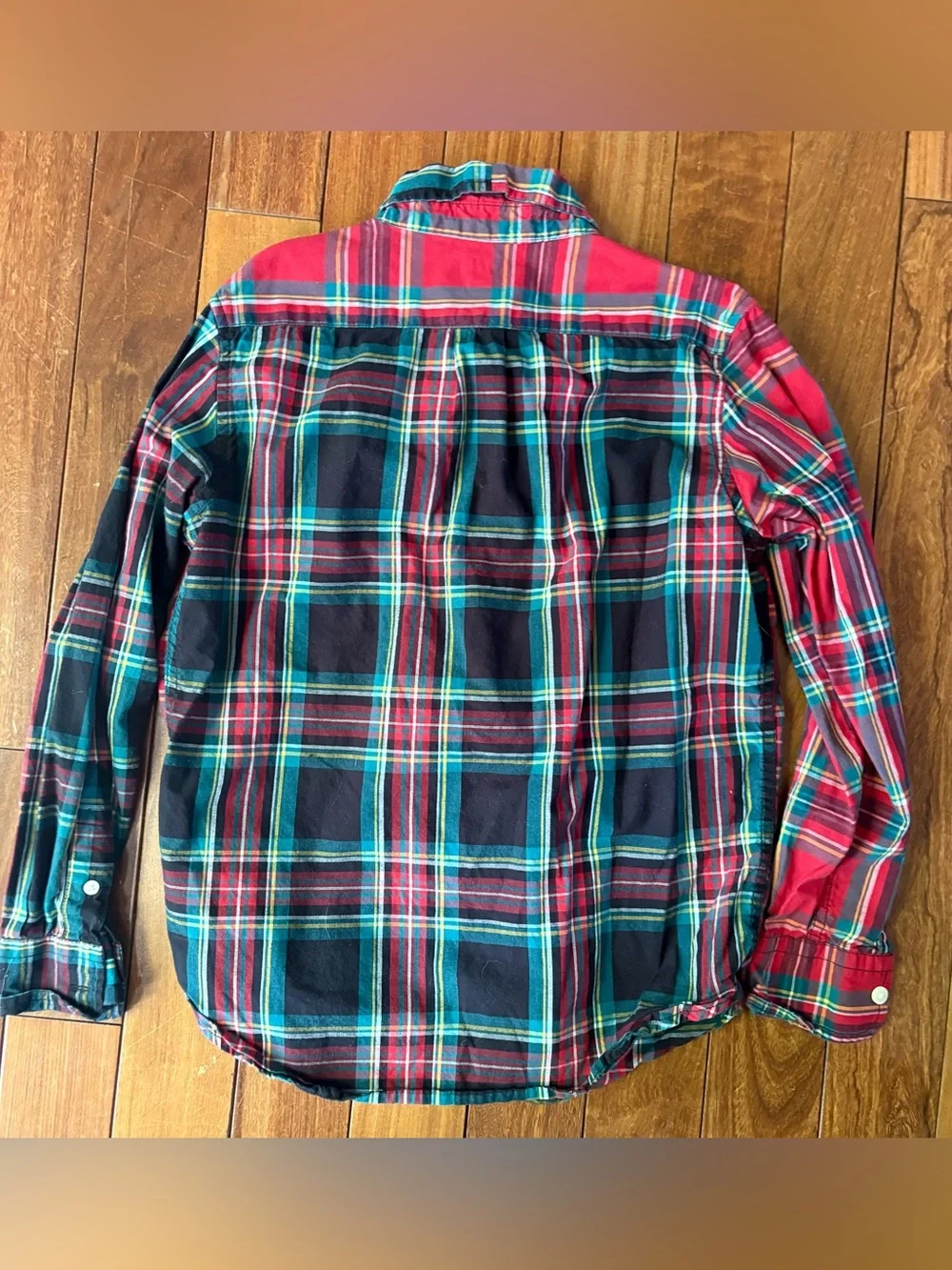 GAP Youth Red & Navy Plaid Button-Down Shirt
